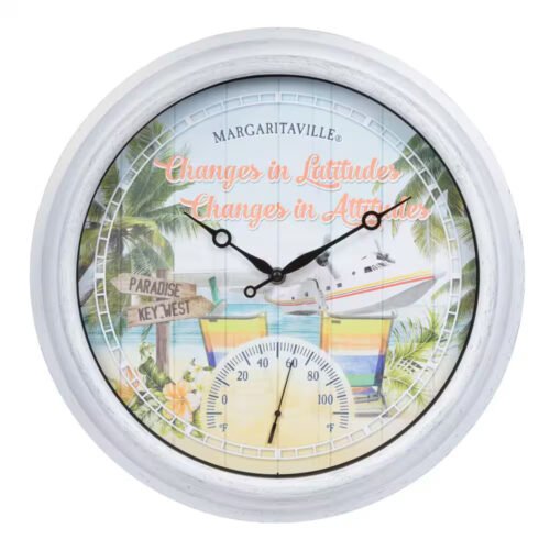 15.75 In. Indoor/Outdoor Multi-Colored Quartz Analog Wall Clock W/ Temp - Margar