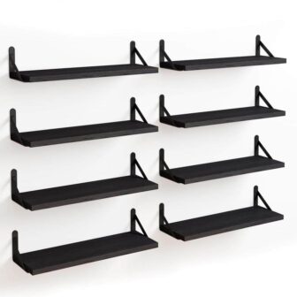 15.7 in. W x 4.7 in. D Black Rustic Decorative Wall Shelf