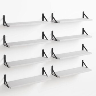 15.7 in. W x 4.7 in. D White Rustic Decorative Wall Shelf