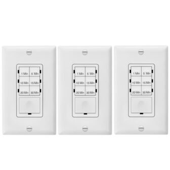15 Amp 30-Minute Indoor In-Wall Push Button Countdown Timer Switch with Wall...