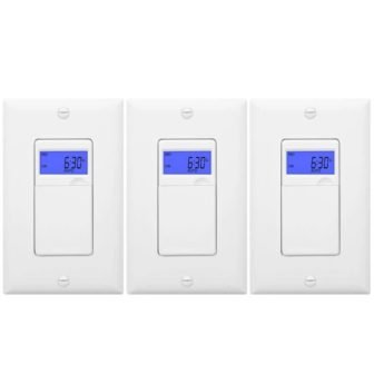 15 Amp 7-Day In-Wall Programmable Indoor Digital Timer Switch with Wall Plates,...
