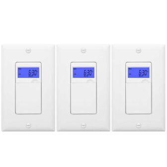 15 Amp 7-Day In-Wall Programmable Indoor Digital Timer Switch with Wall Plates,...