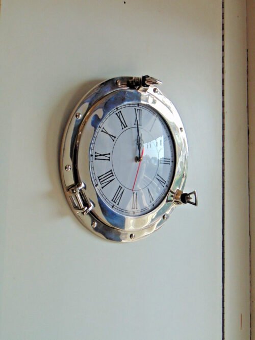 15" Antique Nautical Wall Clock Marine Brass Ship Porthole Clock Home Decor Gift