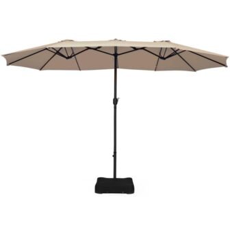 15 ft. Double Sided Outdoor Market Patio Umbrella in Beige