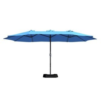 15 ft. Outdoor MarketPatio Umbrella Double Sided Design Umbrella in Blue with...