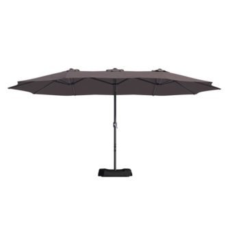 15 ft. Outdoor MarketPatio Umbrella Double Sided Design Umbrella in Brown with...