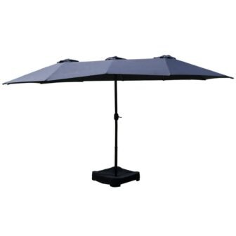 15 ft. x 9 ft. Market Double-Sided Patio Umbrella Extra-Large Waterproof Twin...