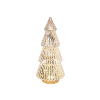 15 in. H B/O Lighted Hand Blown Mercury Glass Tree