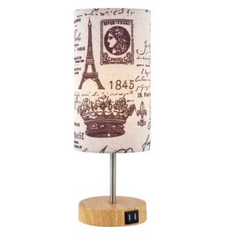 15 in. Metal Table Lamp with 2 USB Ports and Eiffel Tower...