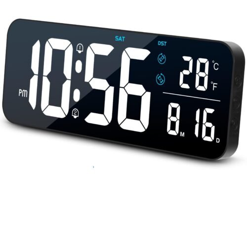 15" Large Digital Wall Clock with Remote Control Dual Alarm with Big LED Scre...