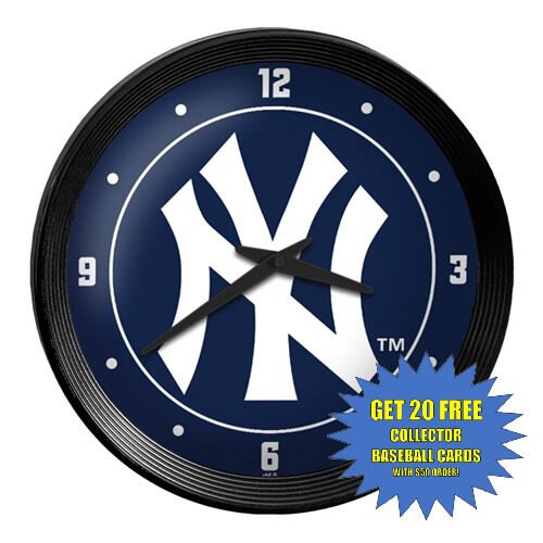 15" New York NYY Ribbed Frame Wall Clock