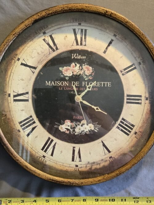 15" Paris Wall Clock French Country Style Roses Romantic TESTED