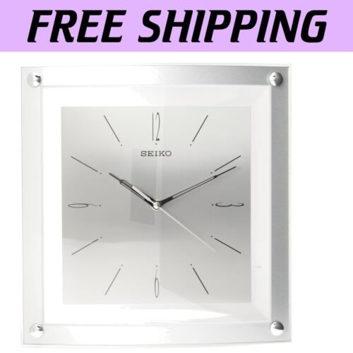 15" Round Quiet Sweep Second Hand Clock - Silver-Tone Elegance for Living Rooms
