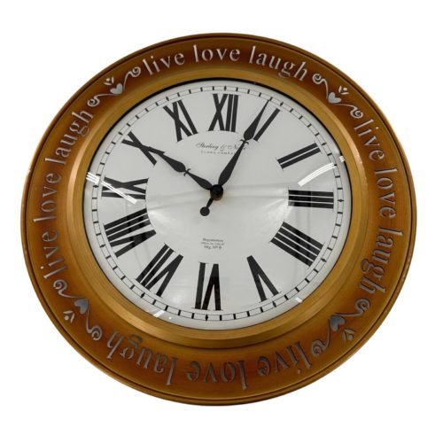 15” Sterling & Noble Clock Company Wall Clock Works Live Laugh Love MCM Retro By