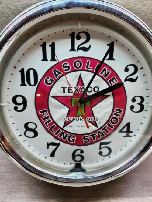 15" TEXACO Filling Station Logo color changing Neon Clock Garage Man Cave Decor