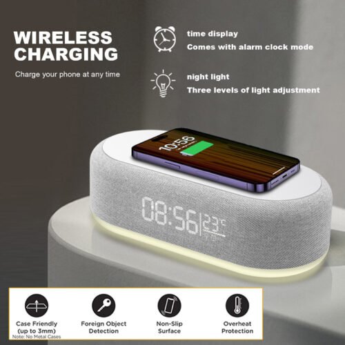 15W Wireless Charger Charging Station with Alarm Clock For Apple iPhone Samsung