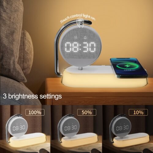 15W Wireless Chargers Stand Digital Alarm Clock Universal Charging Dock Station