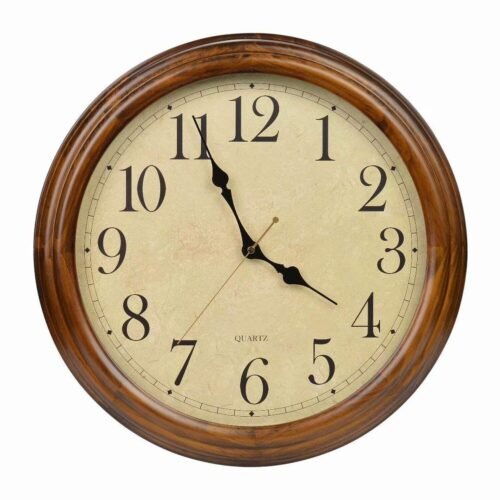 16-Inch Solid Wood Silent Non-Ticking Decorative Wall Clock with Large Arabic...