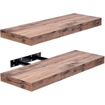16.25 in. W x 5.5 in. D Wood Decorative Wall Shelf, Mahogany...
