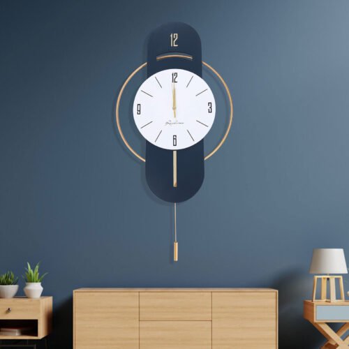 16.54*33.07in Wall-mounted Clock Gray-Blue 3D Three-dimensional Scale Home Decor