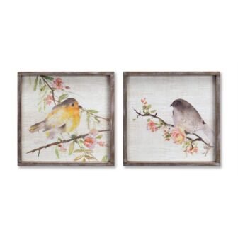16.5 in. x 16.5 in. Brown Bird Wood Framed Wall Art 2-Piece