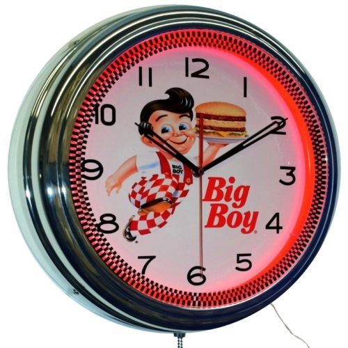 16" Bob's Big Boy Diner Neon Clock Home Restaurant Decor (Red)