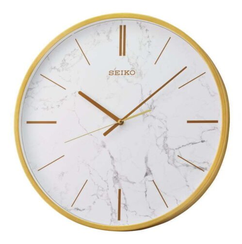 16" Gold White Glamorous Round Wall Clock Quiet Sweep Glass Cover Color Numeral