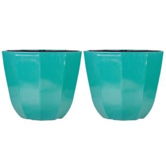 16 in. Alessi Plastic Planter Aqua (2-Pack)
