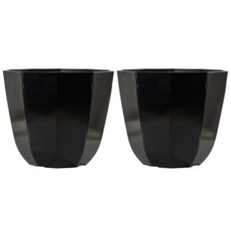 16 in. Alessi Plastic Planter Black (2-Pack)