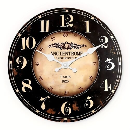 16 inch large black Paris 1825 wall clock decorative，wooden silent wall clock