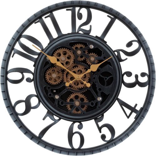 16 Inch Moving Gear Wall Clock, Vintage Industrial Steampunk Wall Clock, Retro M