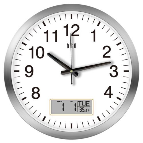 16 Inch Silent Wall Clock Battery Operated with Temperature and Date Large Wa...