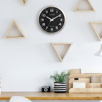 16 in. Stainless Steel Atomic Analog Clock with Black Dial