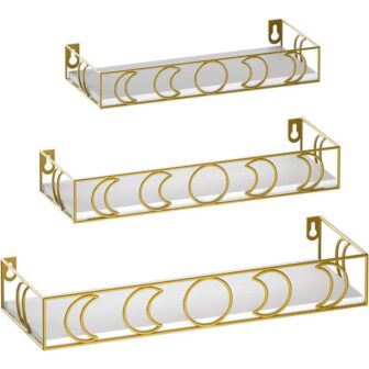 16 in. W x 5 in. D Gold Moon Phase Wall Shelf
