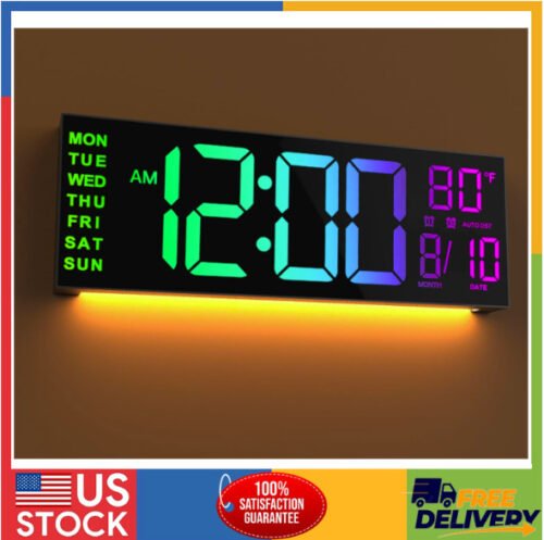 16" Large Digital Wall Clock with Remote Control, Dual Alarm with Big LED Screen