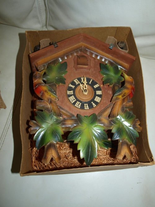16" MUSICAL German Cuckoo Clock with Birds Black Forest Wood Carved