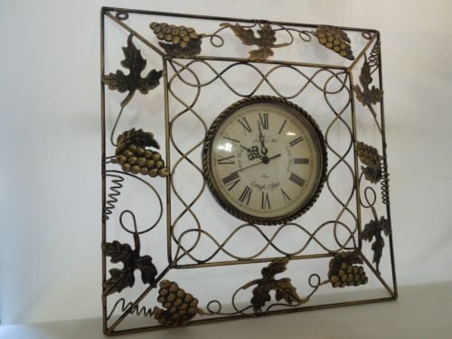 16" Square Metal Quartz Wall Clock Grapevine Design Live Well Love Much & Laugh