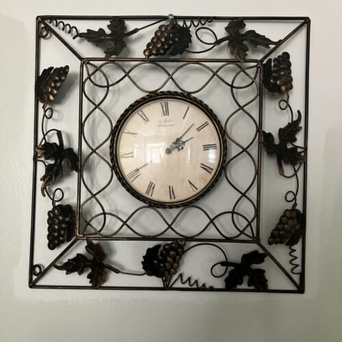 16" Square Metal Quartz Wall Clock Grapevine Design Live Well Love Much & Laugh
