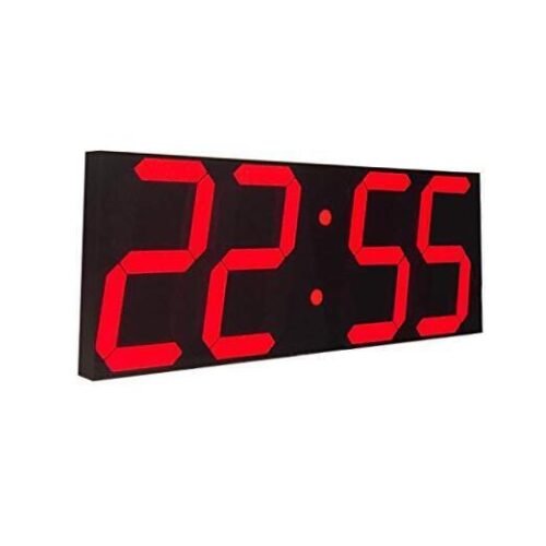 17-3/5 inches Jumbo Wall Clock LED Digital Red Digital on Black Background