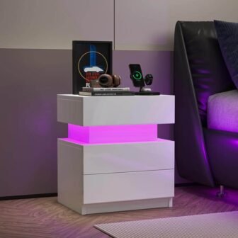 17.72 in. x 13.78 in. x 20.47 in. White Modern New LED...