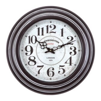 17 in. Circular Iron Wall Clock in Black Frame