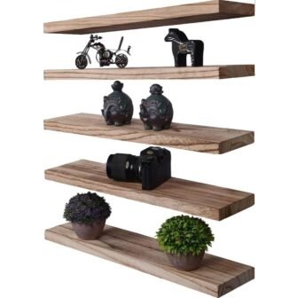 17 in. W x 6 in. D Wood Floating Shelves for Wall...