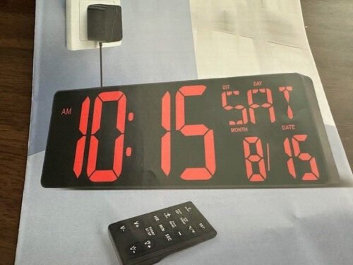 17" Large Digital Wall Clock with Remote Control Temperature Date Count up down