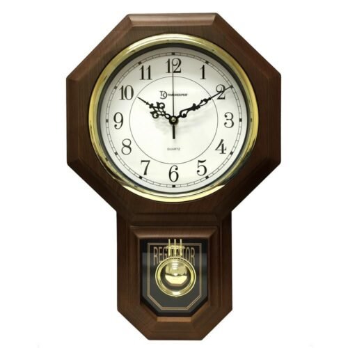 18-1/2 In. X 11-1/4 In. Pendulum Westminster Chime Faux Wood Wall Clock