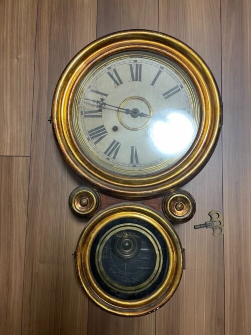 1800s Ingraham Antique Wall Clock Daruma Yotsumaru Pendulum Original Japan