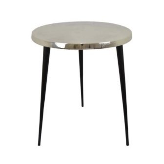 18.5 in. Gray and Black Round Metal End/Side Table with Metal Frame