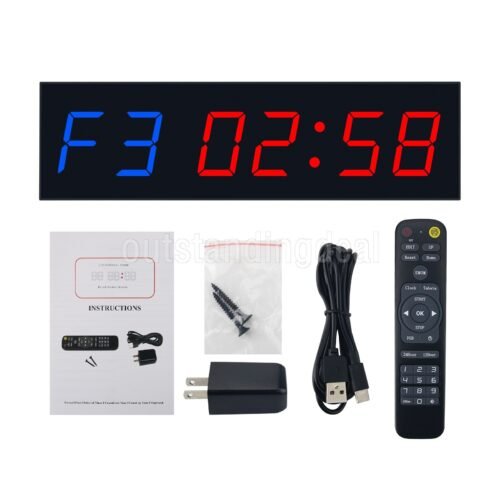 1.8" 6-Digit LED Gym Timer Boxing Timer Supports Countdown Count-up for Games