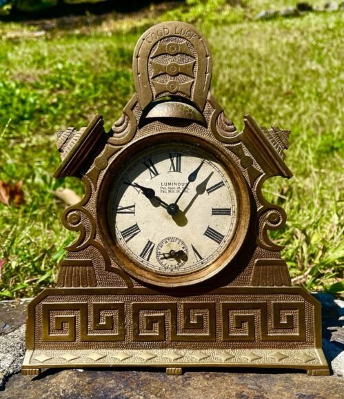 1880’s Terry Novelty Clock ~ Antique “Good Luck” Brass
