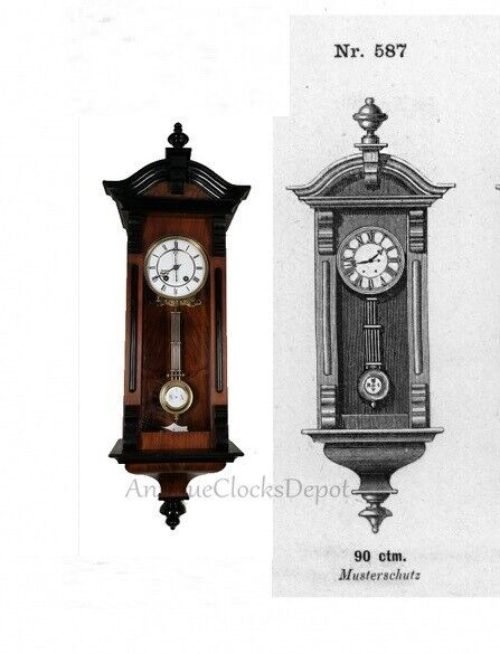 1885 Antique German Model 587 With Carved Black Columns Lenzkirch