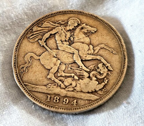 1894 VICTORIAN CROWN Solid Silver Antique Coin Old Christening New Baby Gift UK